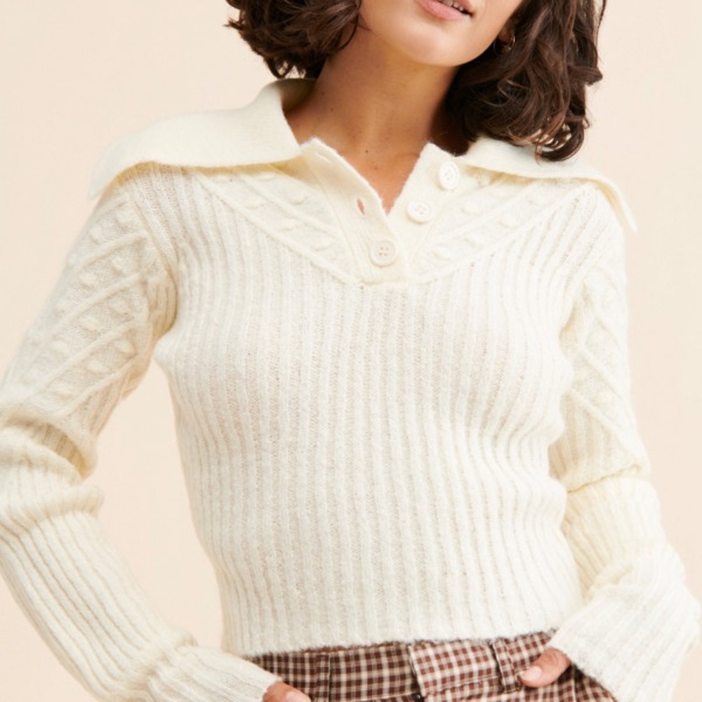 Astr Button Polo Sweater